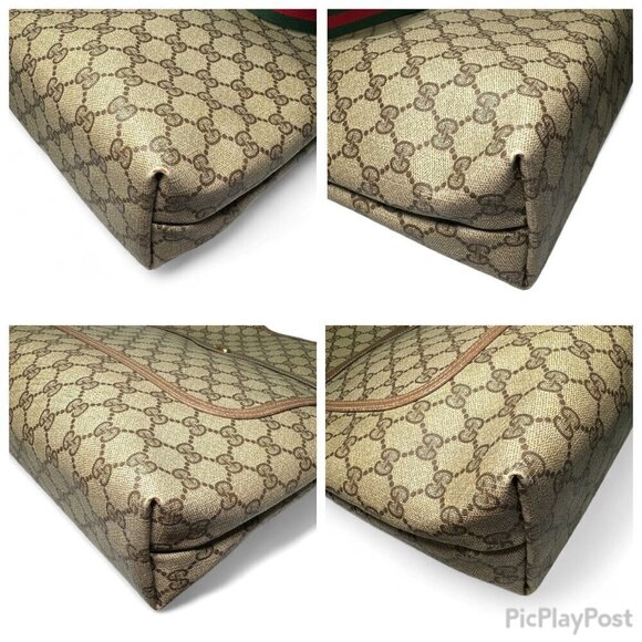 GUCCI Vintage Supreme Coated Canvas Sherry Line Tote Bag, Brown - Picture 8 of 14